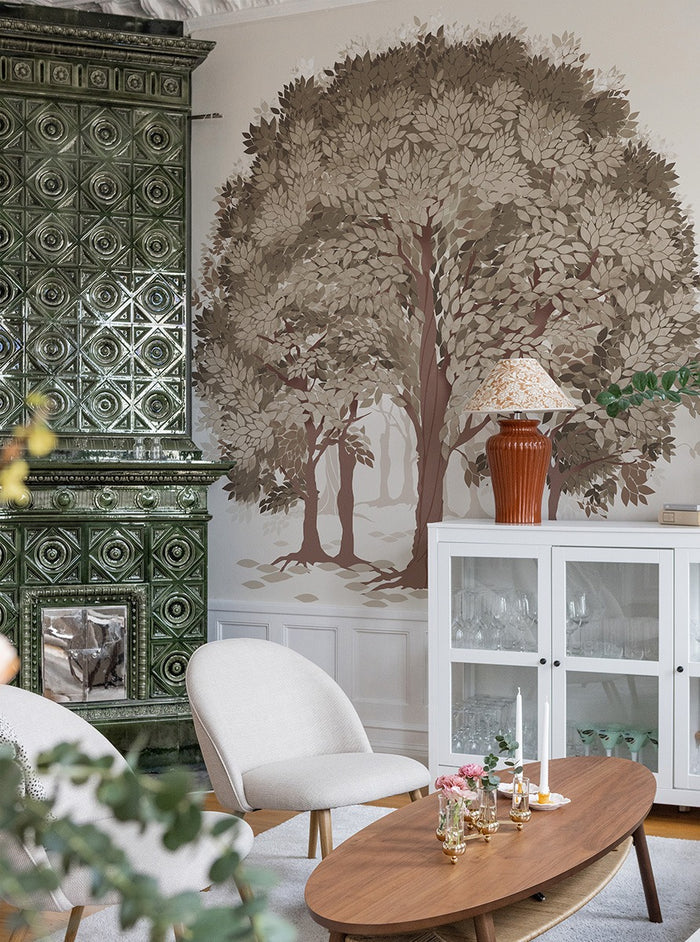 Beech Forest - Custom Sized Wallpaper Mural (per m2) - Brown Shades