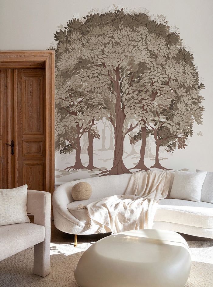 Beech Forest - Custom Sized Wallpaper Mural (per m2) - Brown Shades