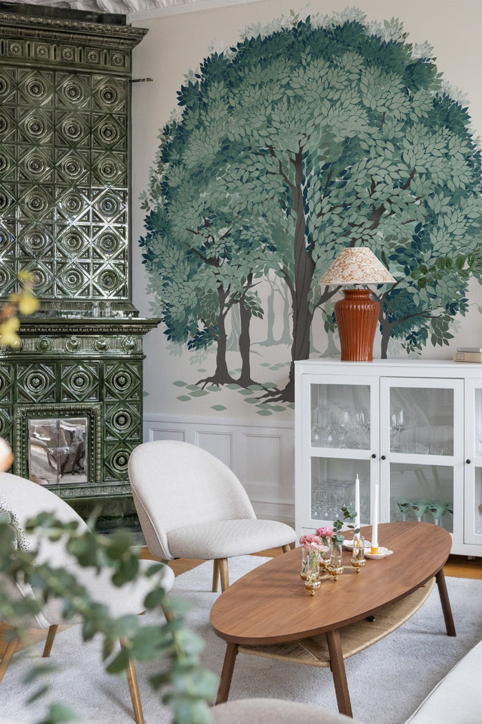 Beech Forest - Custom Sized Wallpaper Mural (per m2) - Green Shades