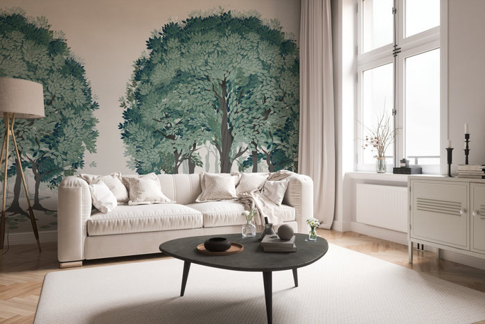 Beech Forest - Custom Sized Wallpaper Mural (per m2) - Green Shades