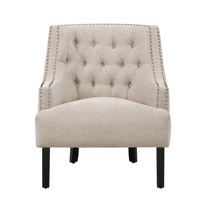 Beige Nailhead Accent Chair - Adams Furniture
