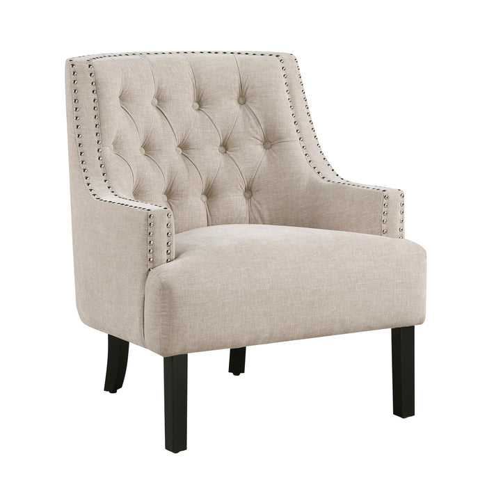 Beige Nailhead Accent Chair - Adams Furniture