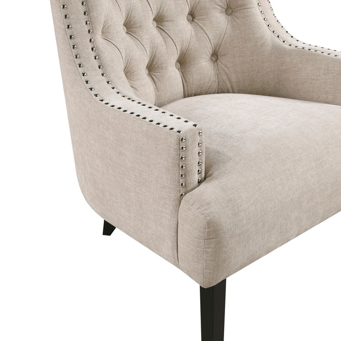 Beige Nailhead Accent Chair - Adams Furniture