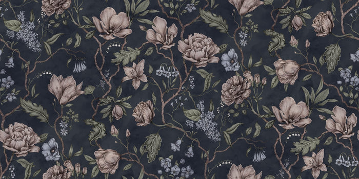 Belinda Mural Wallpaper - Dark Blue
