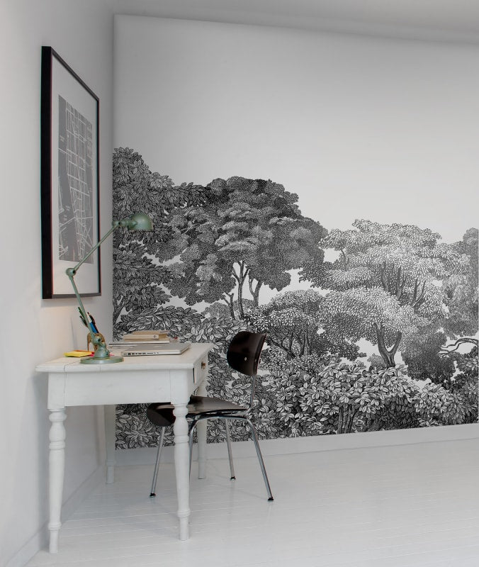 Bellewood Clouds - Black - Custom Sized Wallpaper Mural (per m2)