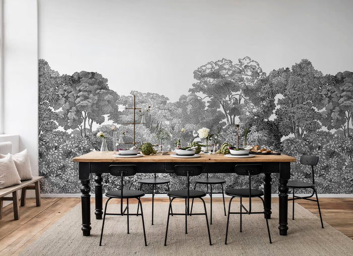 Bellewood Clouds - Black - Custom Sized Wallpaper Mural (per m2)