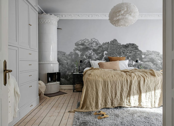 Bellewood Clouds - Black - Custom Sized Wallpaper Mural (per m2)