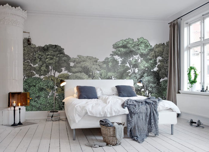 Bellewood Clouds - Green - Custom Sized Wallpaper Mural (per m2)