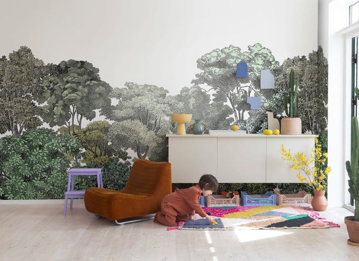 Bellewood Clouds - Green - Custom Sized Wallpaper Mural (per m2)
