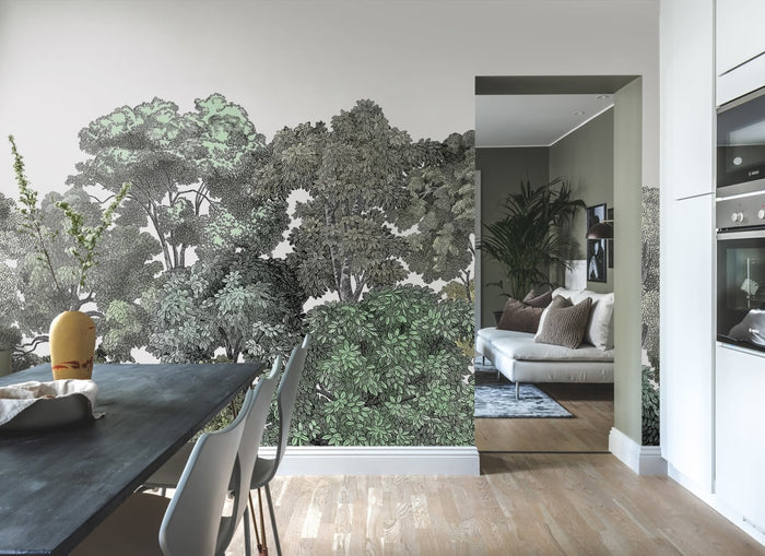 Bellewood Clouds - Green - Custom Sized Wallpaper Mural (per m2)