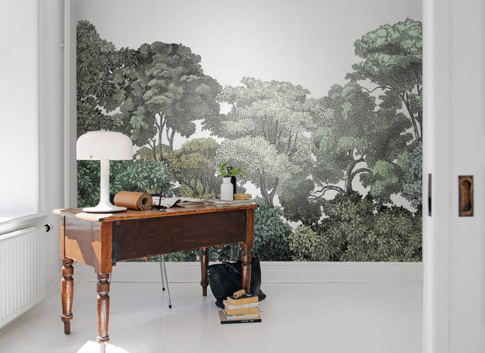 Bellewood Clouds - Green - Custom Sized Wallpaper Mural (per m2)