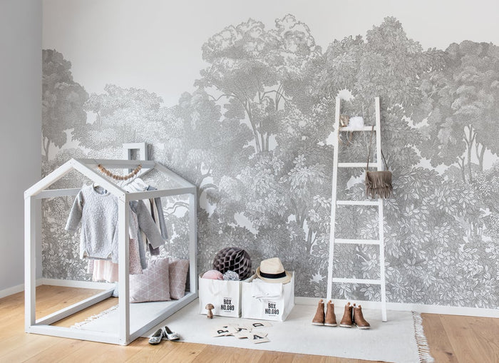 Bellewood Clouds - Grey - Custom Sized Wallpaper Mural (per m2)