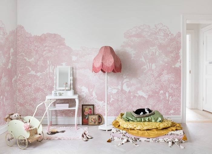 Bellewood Clouds - Pink - Custom Sized Wallpaper Mural (per m2)