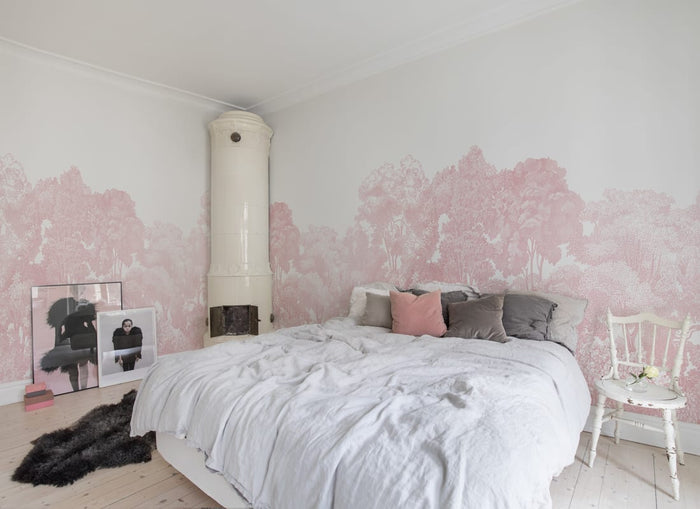 Bellewood Clouds - Pink - Custom Sized Wallpaper Mural (per m2)
