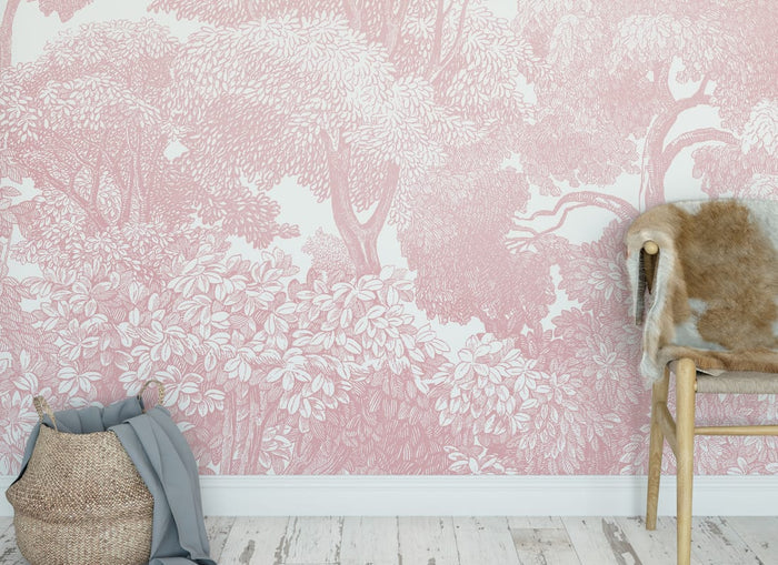 Bellewood Clouds - Pink - Custom Sized Wallpaper Mural (per m2)