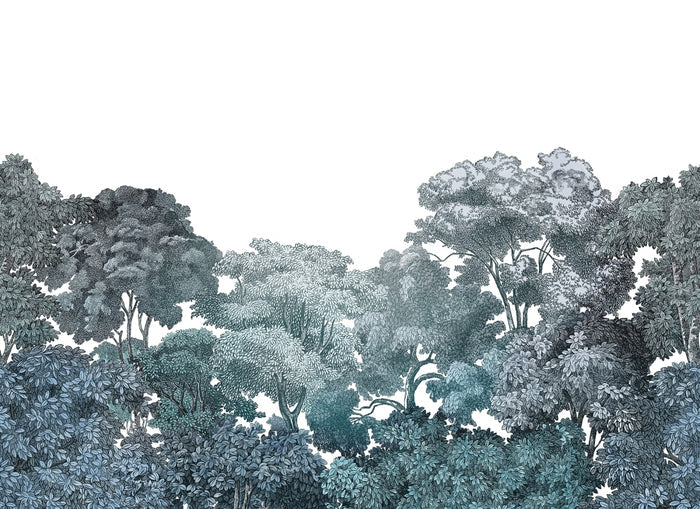 Bellewood Clouds - Teal - Custom Sized Wallpaper Mural (per m2)
