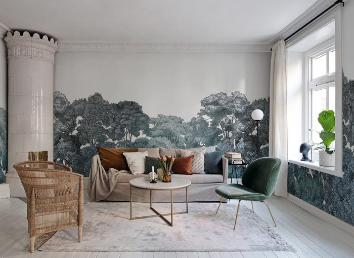 Bellewood Clouds - Teal - Custom Sized Wallpaper Mural (per m2)