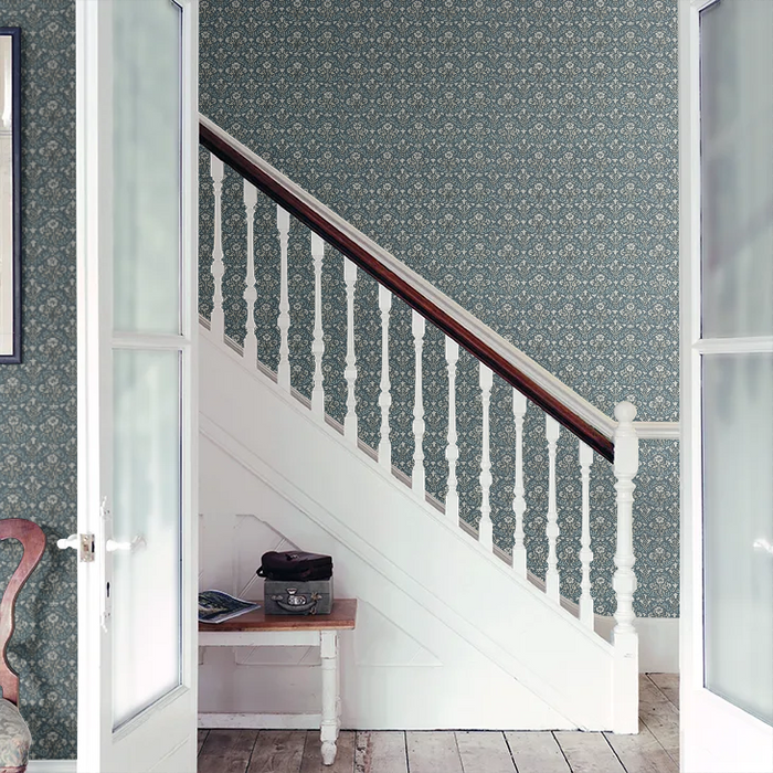 Bellflowers Wallpaper - Morris - Indigo Linen