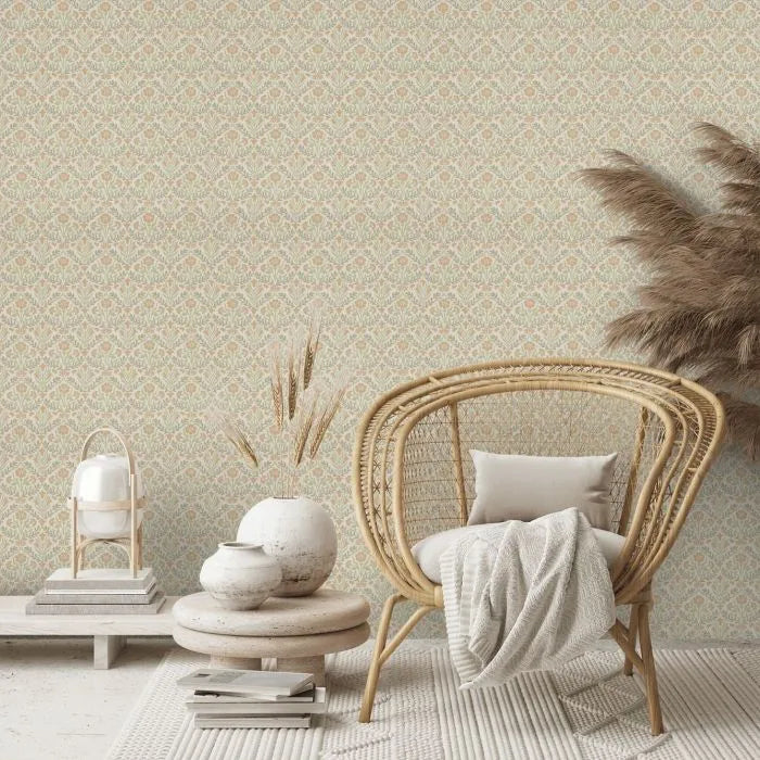 Bellflowers Wallpaper - Morris - Manilla/Olive