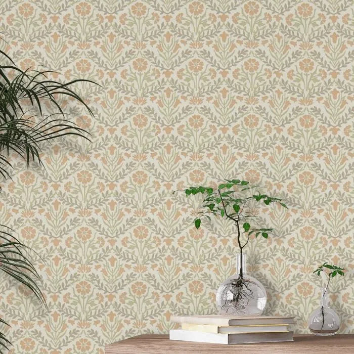 Bellflowers Wallpaper - Morris - Manilla/Olive