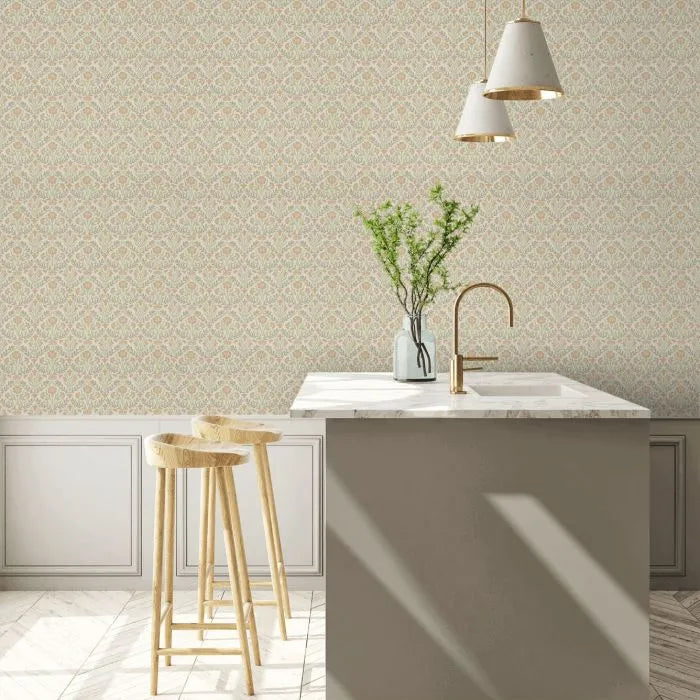 Bellflowers Wallpaper - Morris - Manilla/Olive