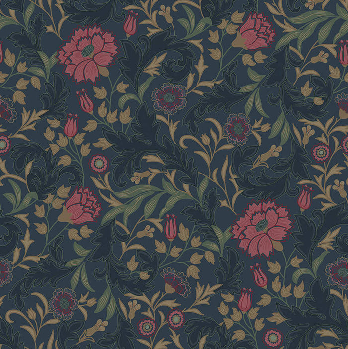 Bilbury Floral Wallpaper - Navy