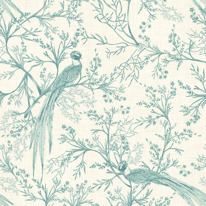 Bird Toile Wallpaper - Duckegg Blue