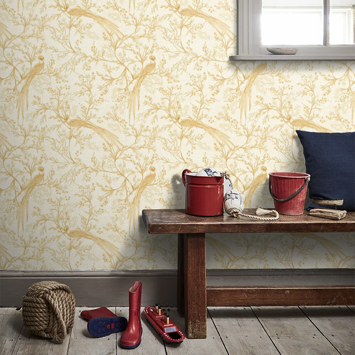Bird Toile Wallpaper - Honey