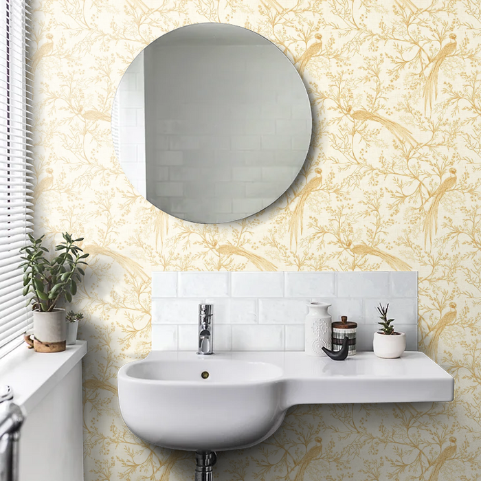 Bird Toile Wallpaper - Honey