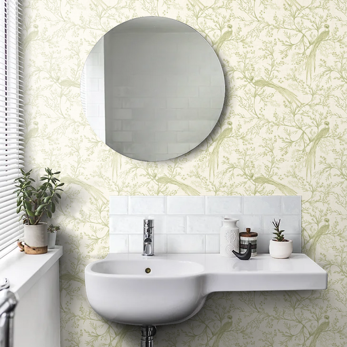 Bird Toile Wallpaper - Sage