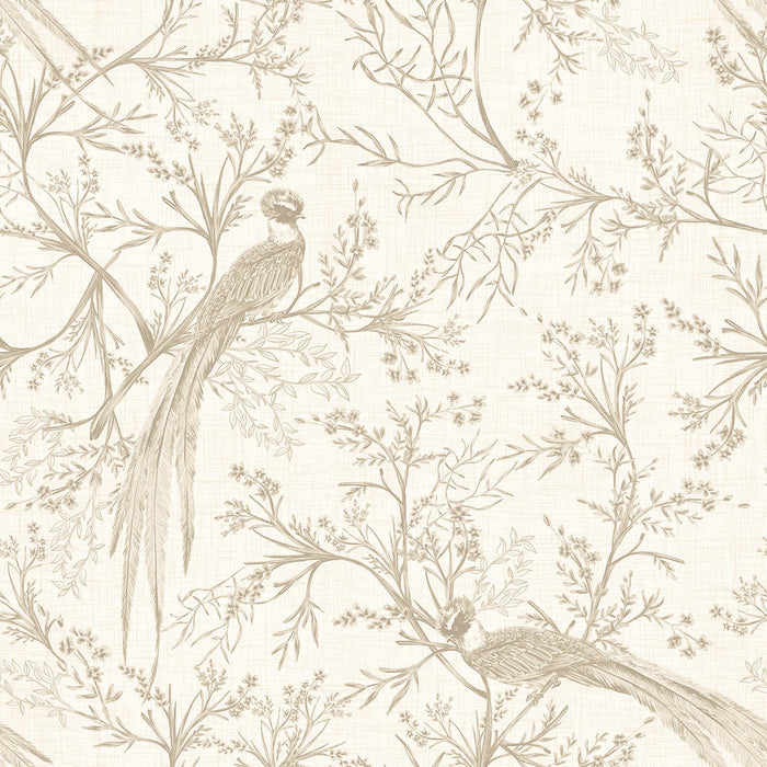 Bird Toile Wallpaper - Stone