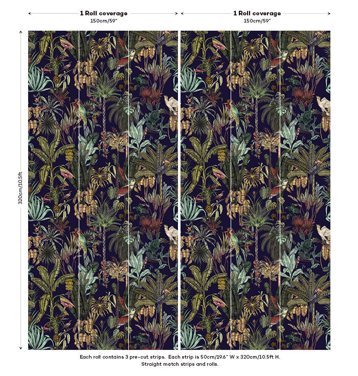 Birds Birds Mural Wallpaper - Deep Blue