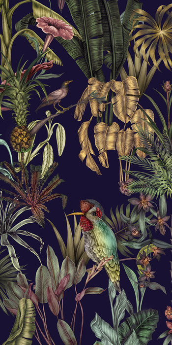 Birds Birds Mural Wallpaper - Deep Blue