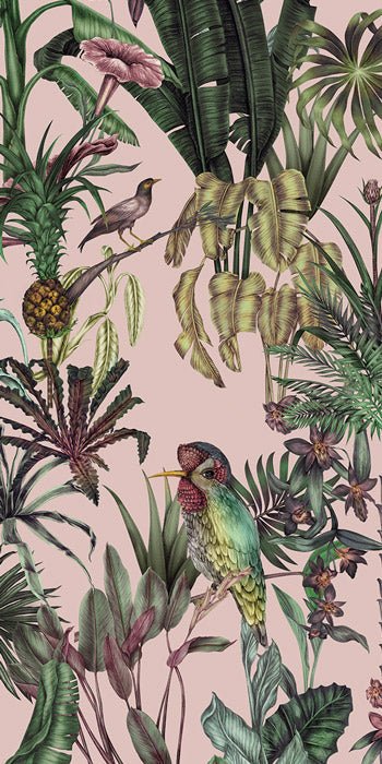 Birds Birds Mural Wallpaper - Pink