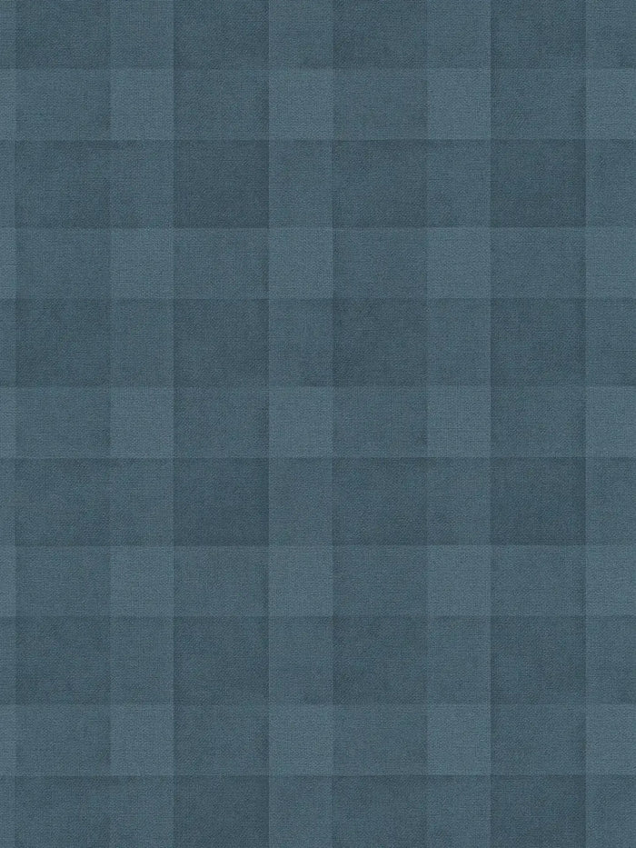 Bistro Plaid - Checkered Wallpaper - Blue