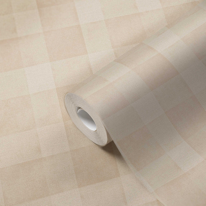 Bistro Plaid - Checkered Wallpaper - Cream