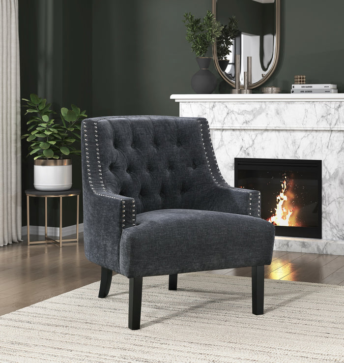 Black Nailhead Accent Chair - Adams Furniture