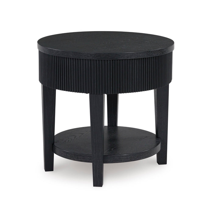 Black Round End Table - Adams Furniture
