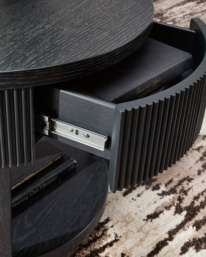 Black Round End Table - Adams Furniture