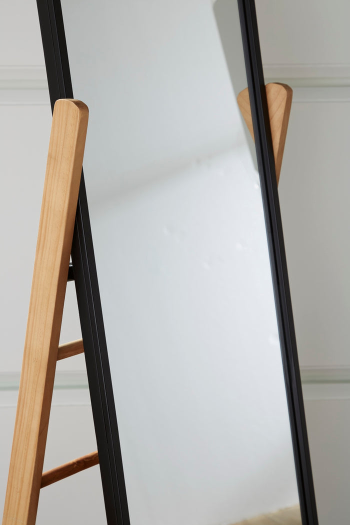 Black/Brown Freestanding Floor Mirror