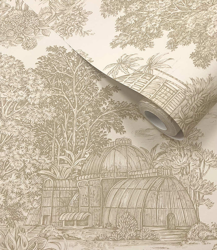 Roll of Blenheim garden toile wallpaper in cream