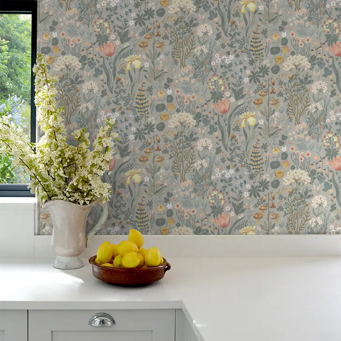 Bloomsterhav Wallpaper - Sage Grey