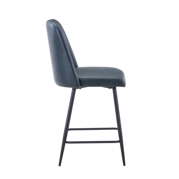 Blueberry Faux Leather Upholstered Stool (Set of 2) - Adams Furniture