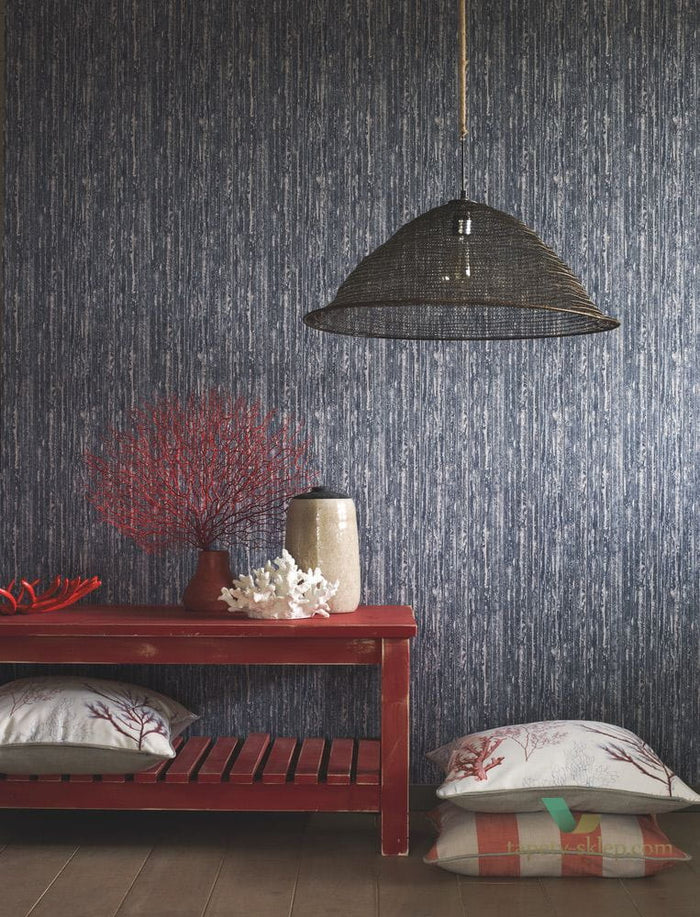 Bordage textured Vinyl Wallpaper - Blue