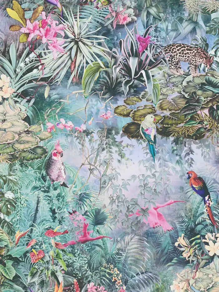 Botanical Elegance – Tropical Parrot Wallpaper – Soft Green