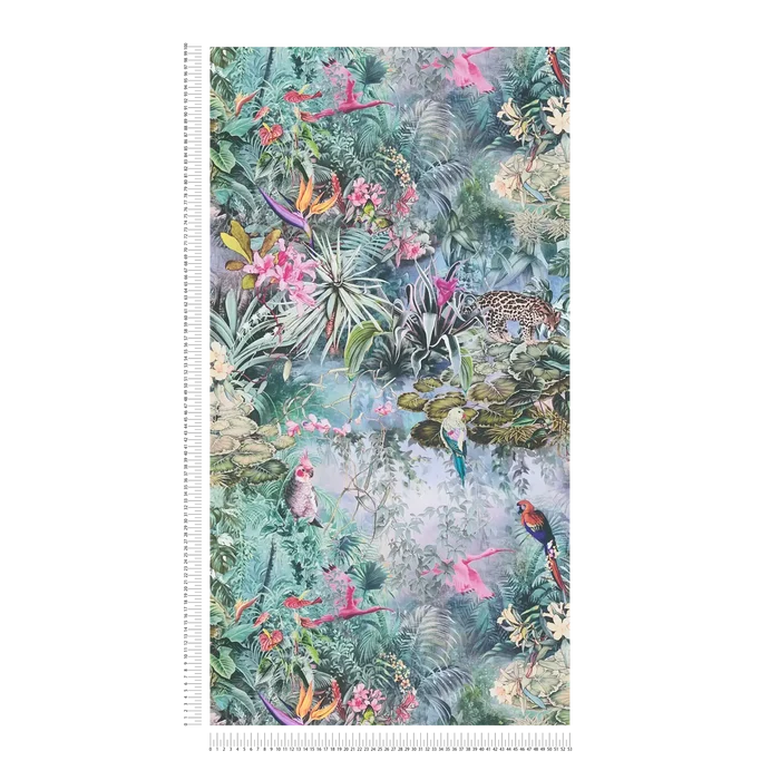 Botanical Elegance – Tropical Parrot Wallpaper – Soft Green