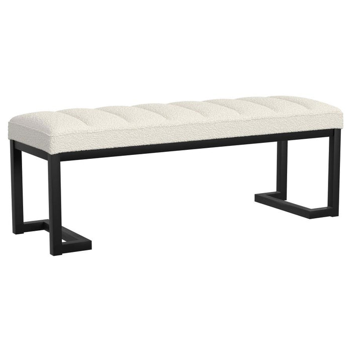 Boucle Upholstered Tufted Accent Bench Vanilla - Adams Furniture