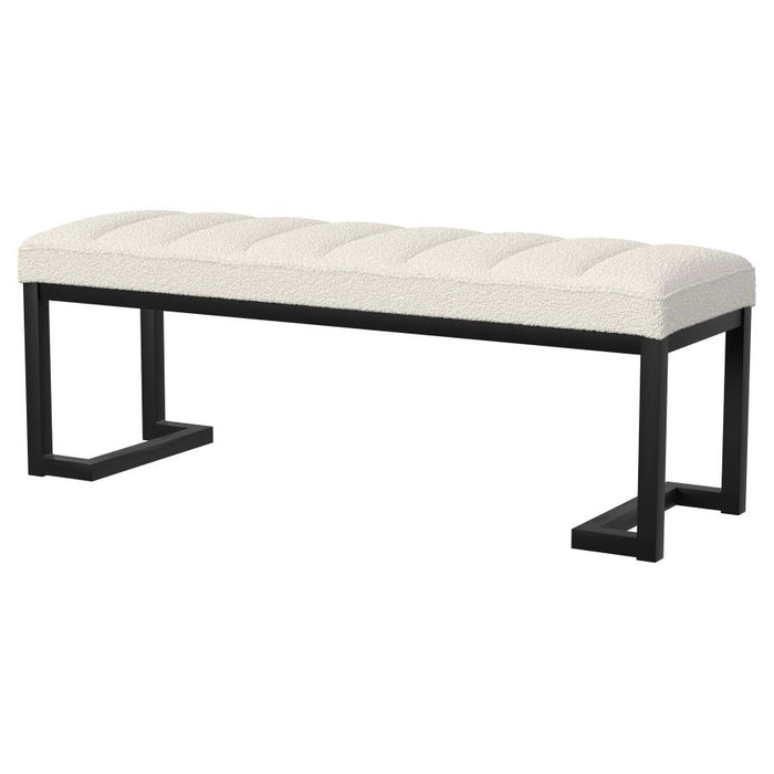 Boucle Upholstered Tufted Accent Bench Vanilla - Adams Furniture