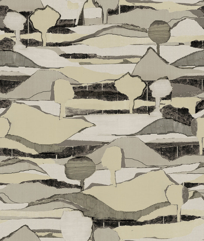 Boulevard Abstract Mountains - Black and Gold - Custom Sized Wallpaper Mural (per m2)