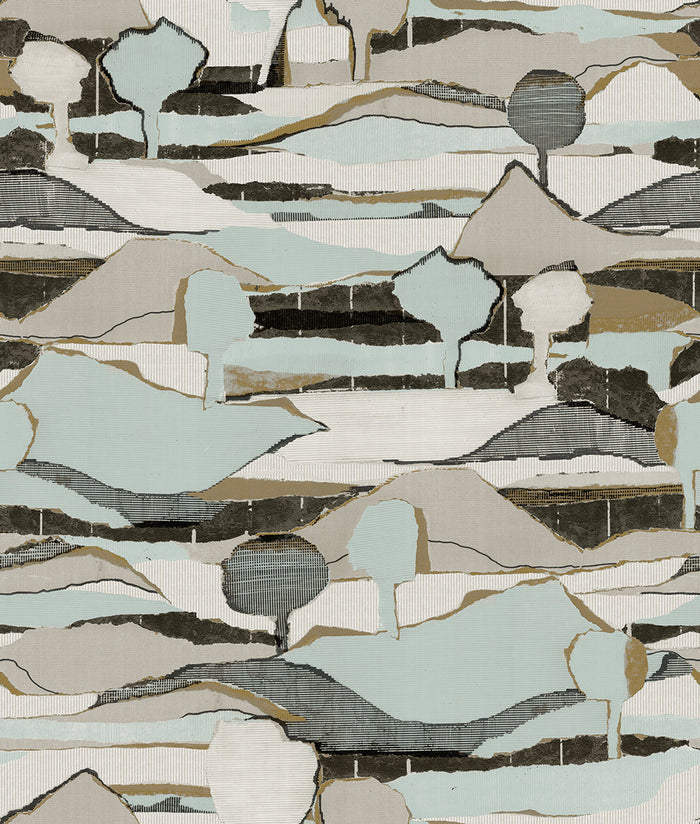 Boulevard Abstract Mountains - Green - Custom Sized Wallpaper Mural (per m2)